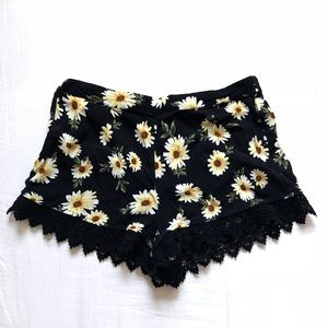 Black/yellow floral shorts